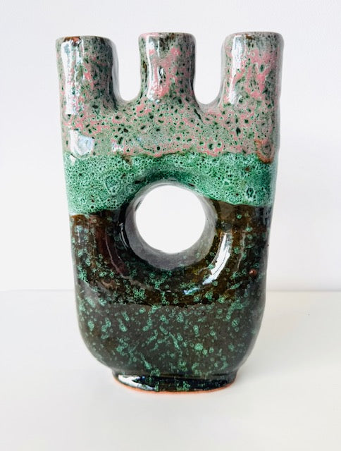 Marokkansk lysestage - 25 cm - grøn glasur