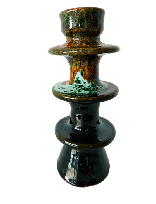 Grøn lysestage - 16,5 cm - marrokansk håndlavet