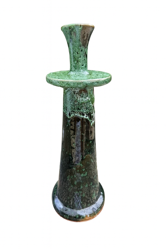Marokkansk lysestage grøn glasur 30 cm